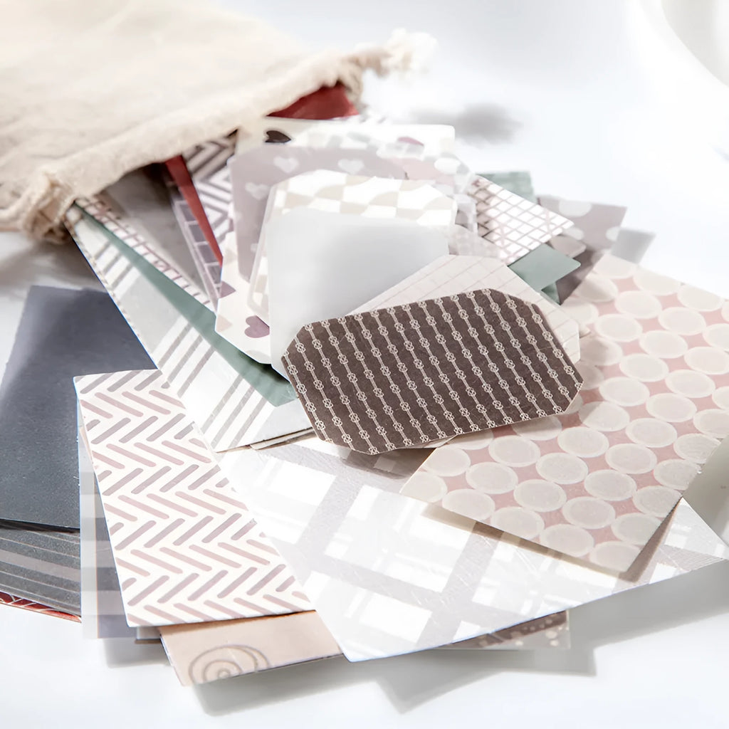 Set of 60 DIY base collage decoration sticker sheets in four styles for hand account books and journals.