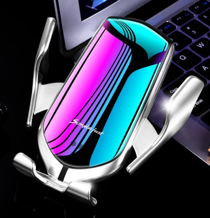 Magic Clip R1 automatic wireless charging car phone holder in gold or silver finish