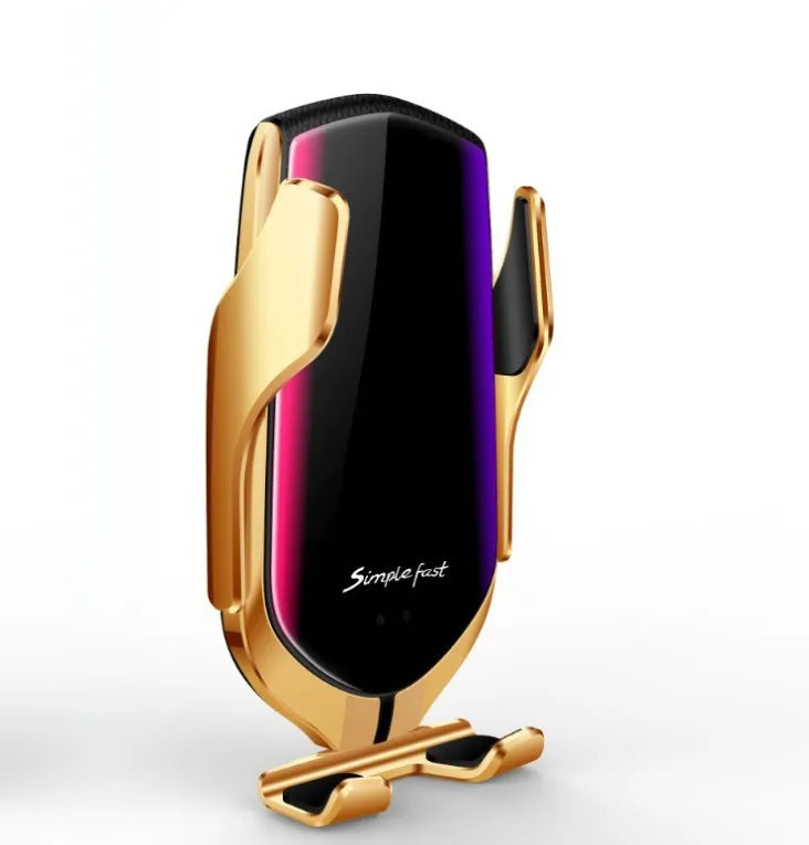 Magic Clip R1 automatic wireless charging car phone holder in gold or silver finish