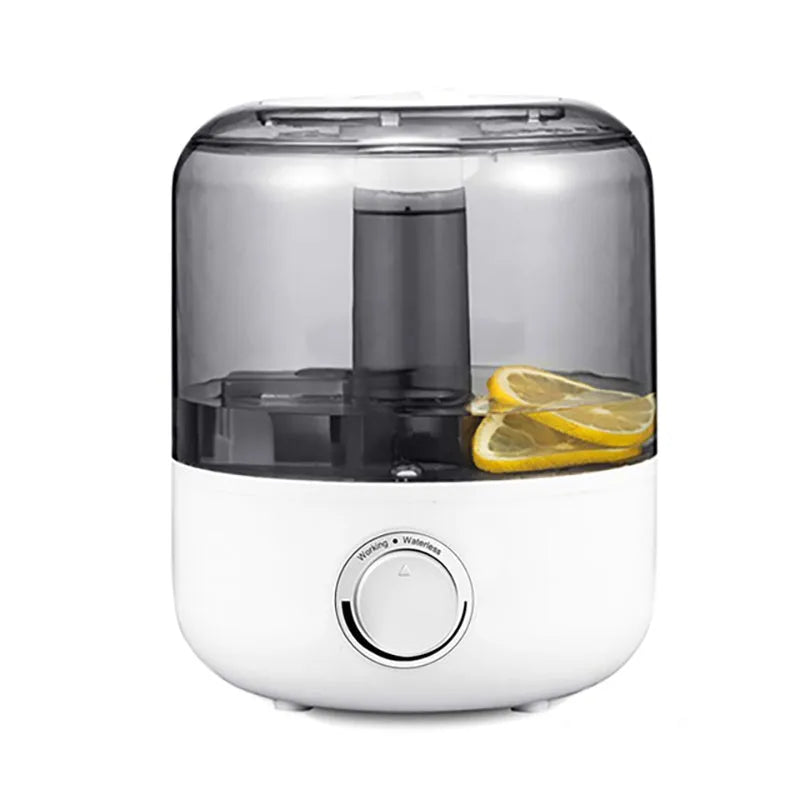 Small white or black tabletop humidifier with 3-litre water tank and quiet motor for bedroom use.