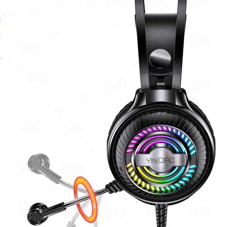 Wired computer gaming headset with over-ear design, flexible microphone, and black or white colour options