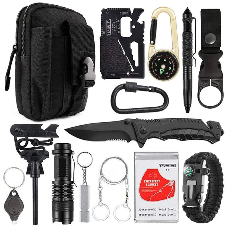 Outdoor camping multi-function survival tool compact 17.5x12x6cm self-defence SOS equipment