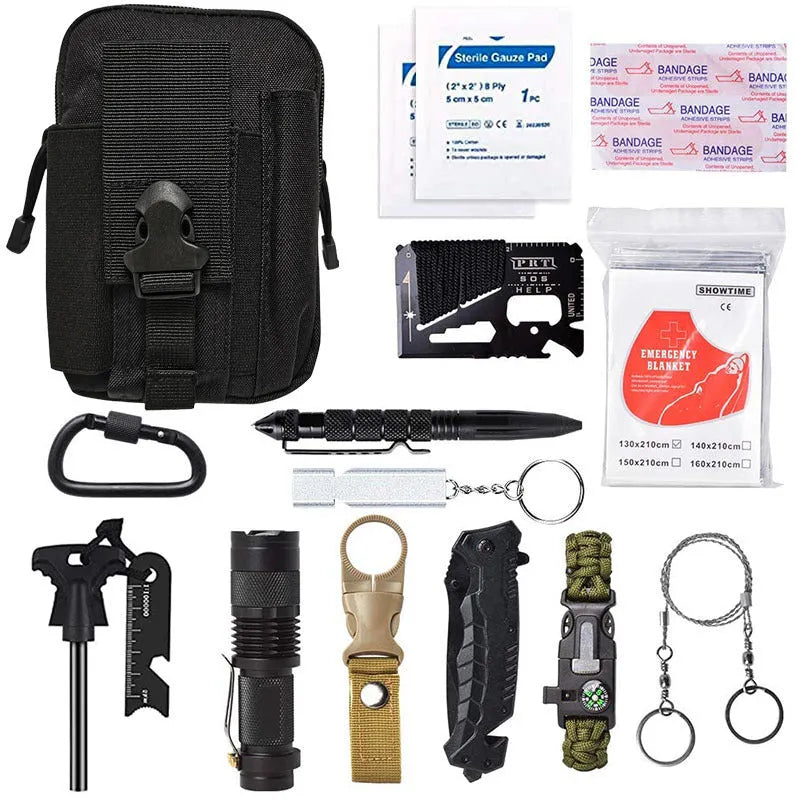 Outdoor camping multi-function survival tool compact 17.5x12x6cm self-defence SOS equipment