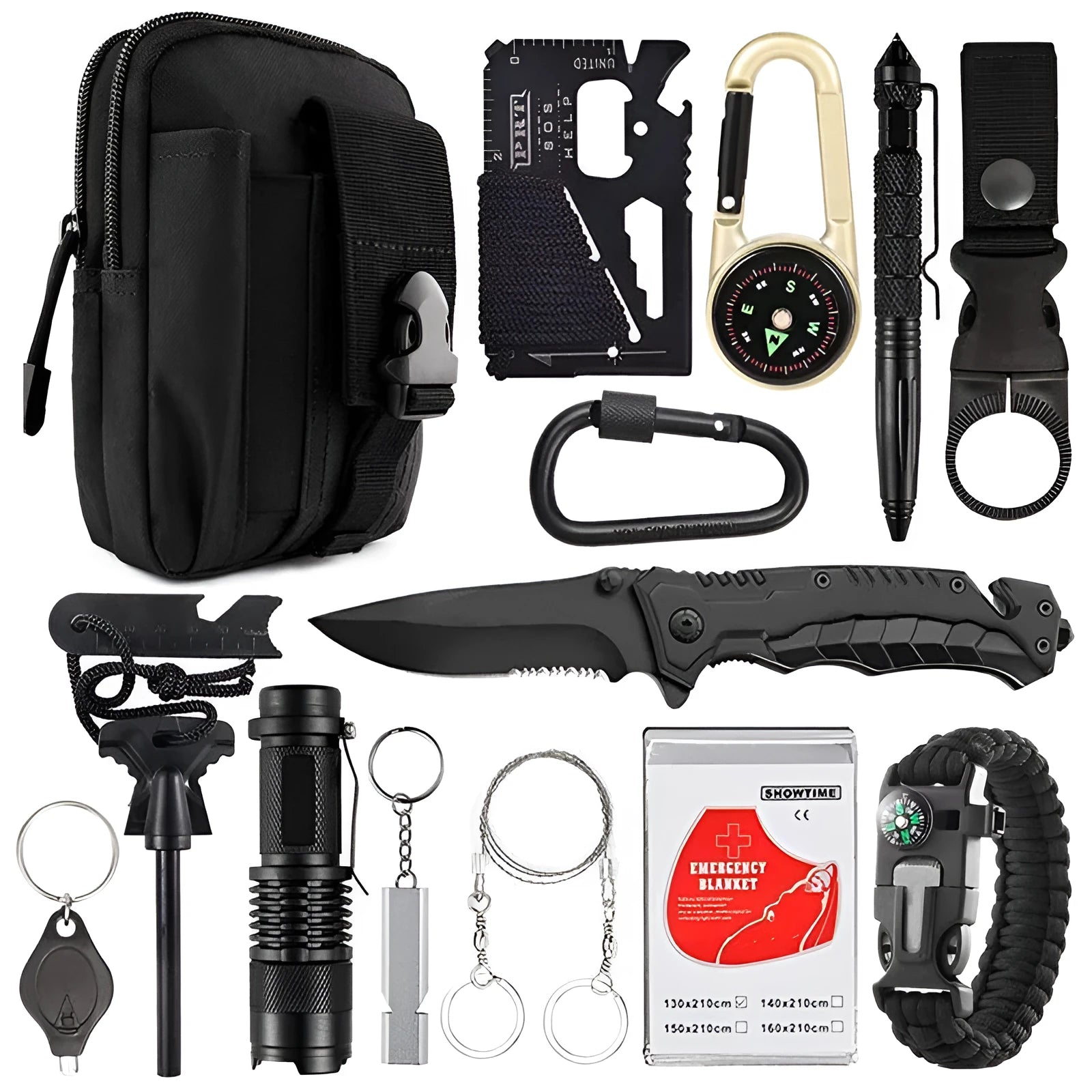 Outdoor camping multi-function survival tool compact 17.5x12x6cm self-defence SOS equipment