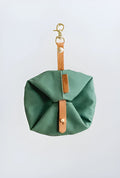 Waterproof foldable travel dog bowl in oil wax canvas round shape 150x75mm green and grey colour options