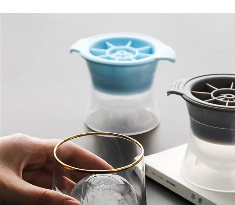 Silicone ice tray for making large ice hockey shapes, pentagons, and spheres in assorted colours