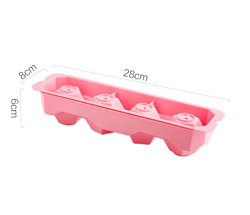 Silicone ice tray for making large ice hockey shapes, pentagons, and spheres in assorted colours