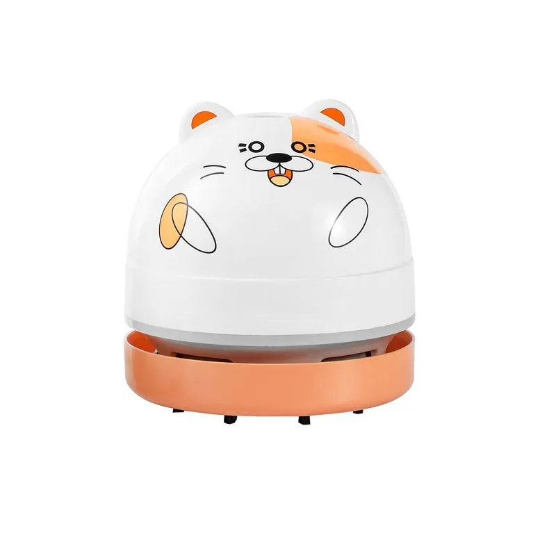 Portable mini desktop vacuum cleaner with flat nozzle attachment for keyboard cleaning