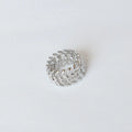Copper platinum plated couple ring with three-ring gem design in style A on a neutral background