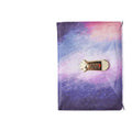 A5 lockable diary notebook with combination lock in imitation leather cover, open to show ivory paper pages.