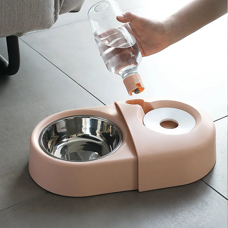 Anti-overturning plastic cat bowl in white for pet feeding