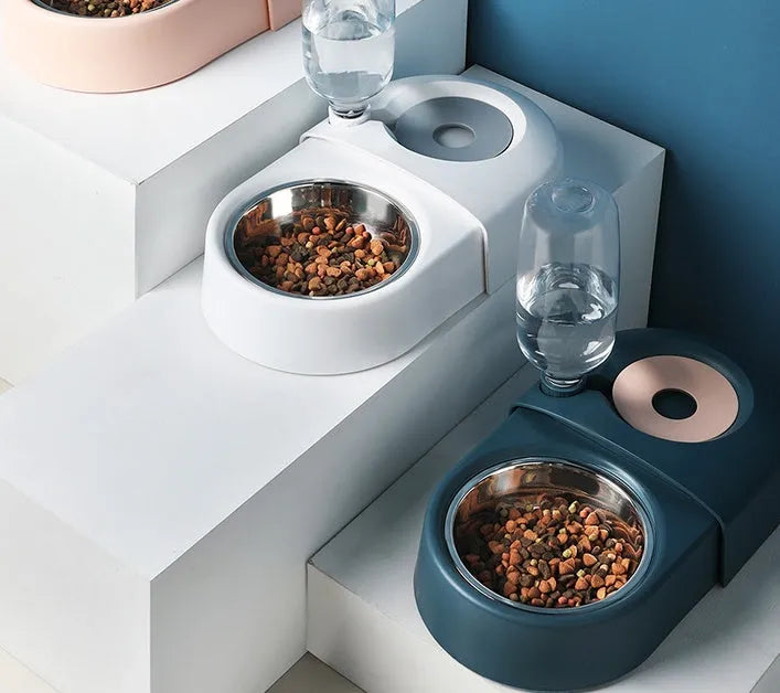 Anti-overturning plastic cat bowl in white for pet feeding