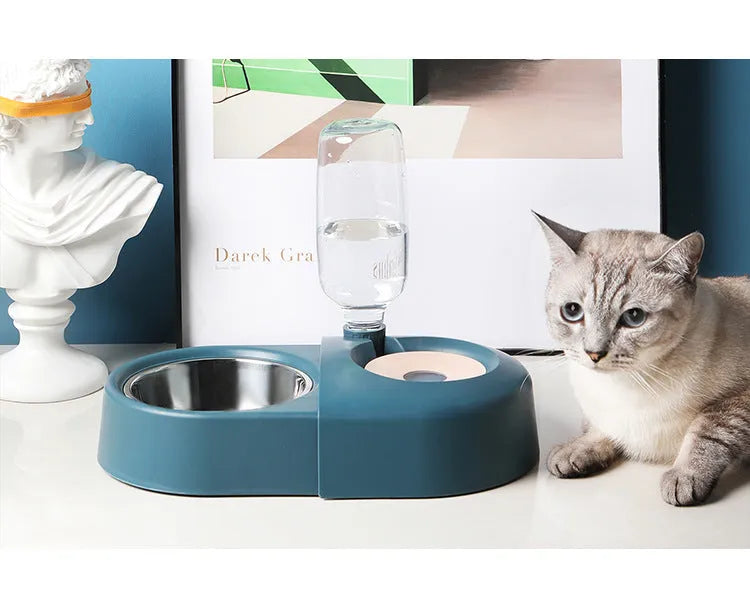 Anti-overturning plastic cat bowl in white for pet feeding