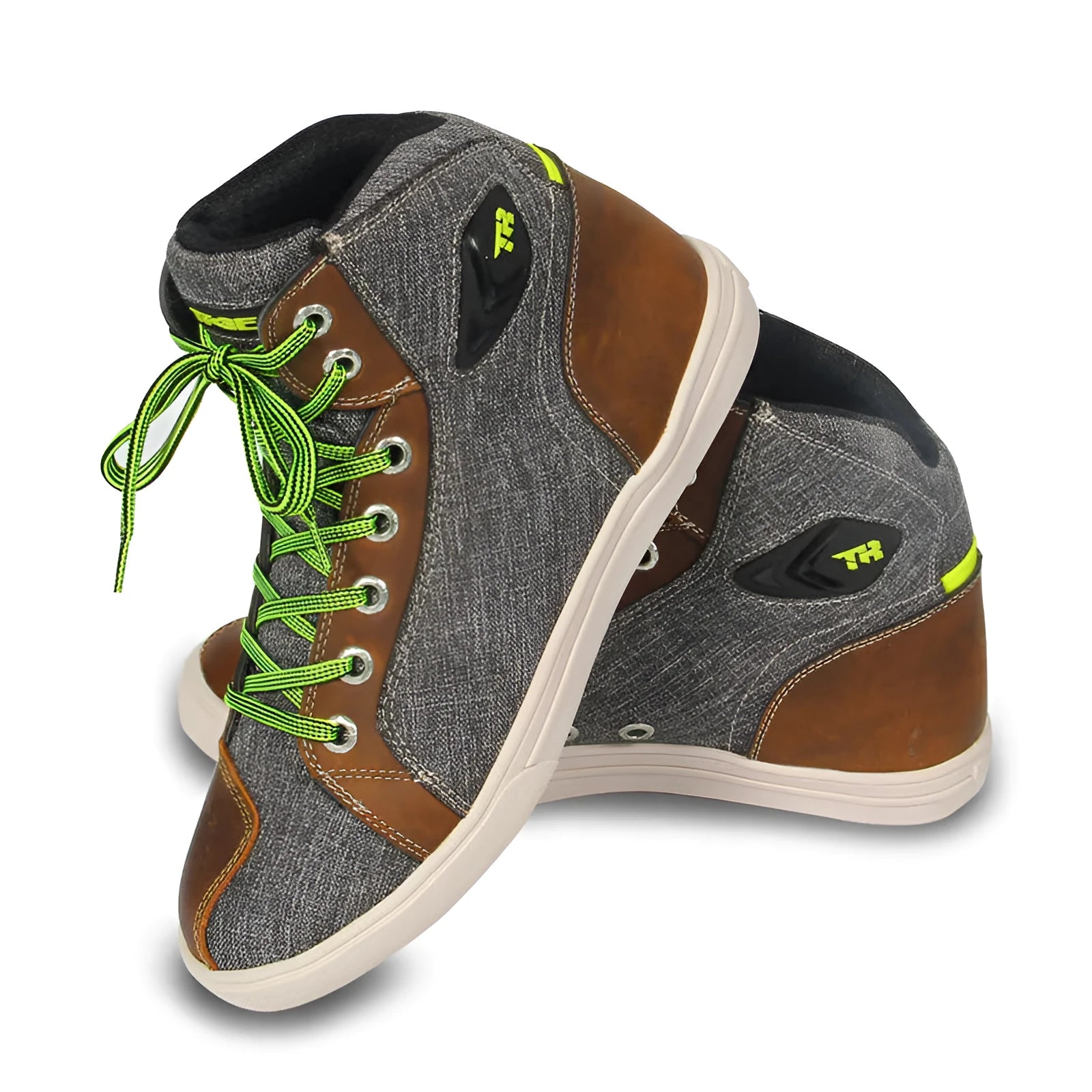 Men's black and grey summer motorcycle casual short boots showing breathable construction and riding shoe design