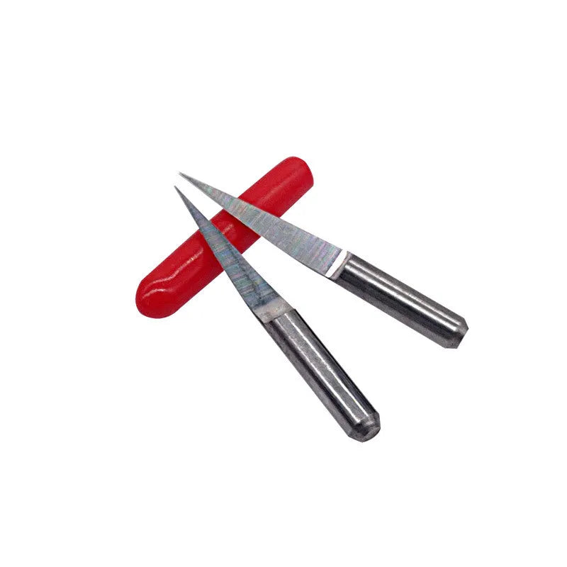 Set of ten tungsten steel milling cutters with 45-degree angles for acrylic engraving.