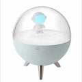 Modern white or blue Guardian USB LED desk lamp with a plastic shade and button switch.