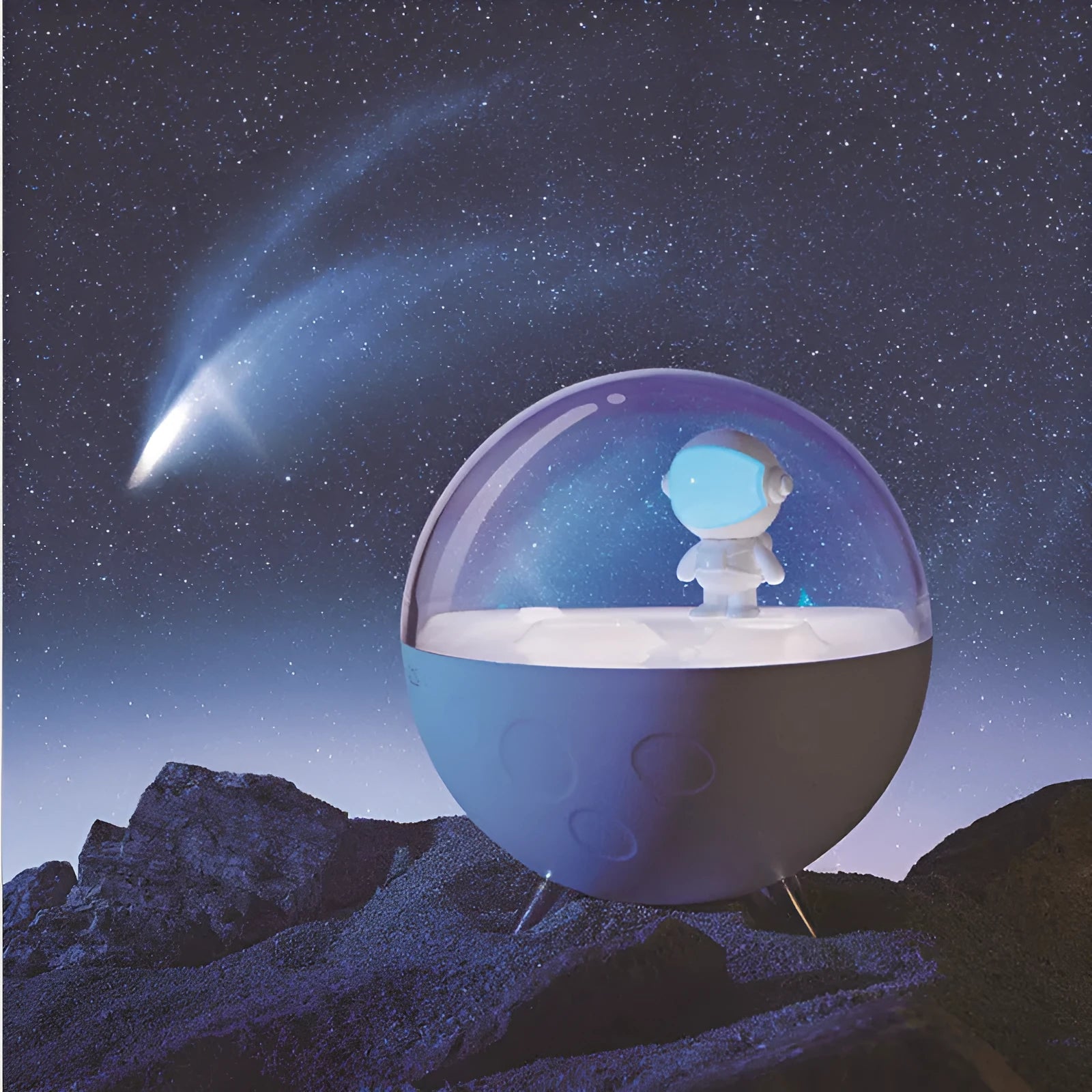 Modern white or blue Guardian USB LED desk lamp with a plastic shade and button switch.