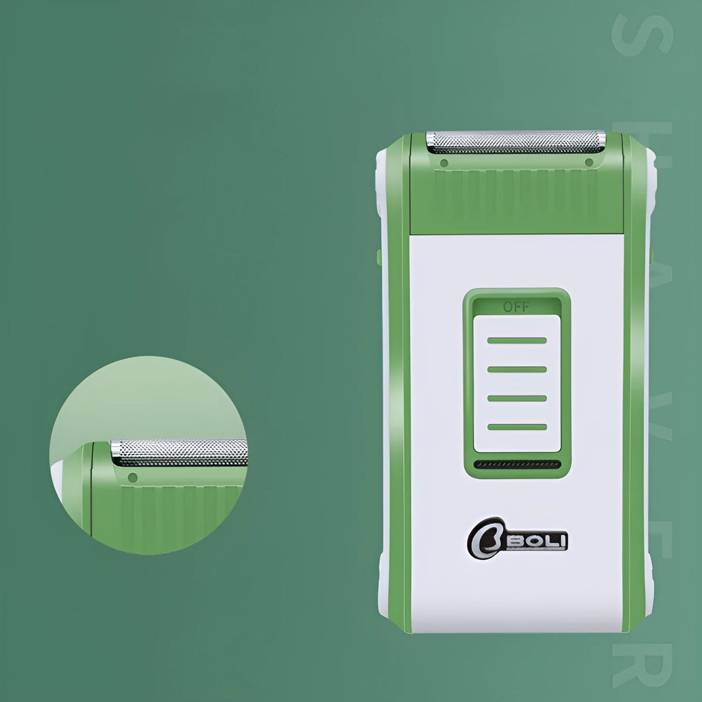 Reciprocating double-layer net electric shaver with ABS plastic shell.