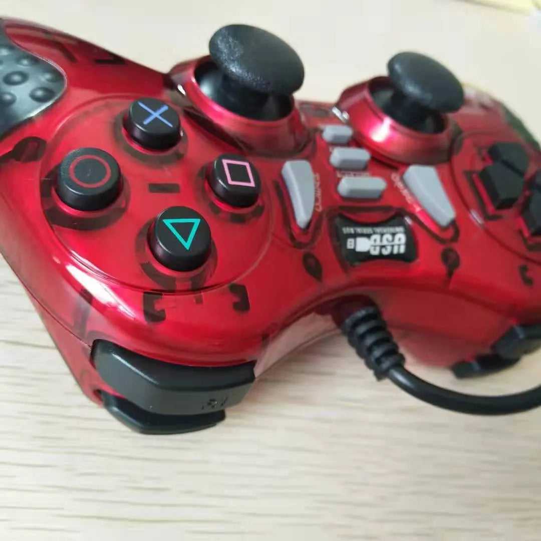 Red ABS plastic multifunctional USB gamepad controller for PC, Android, PS3, and XBOX360.