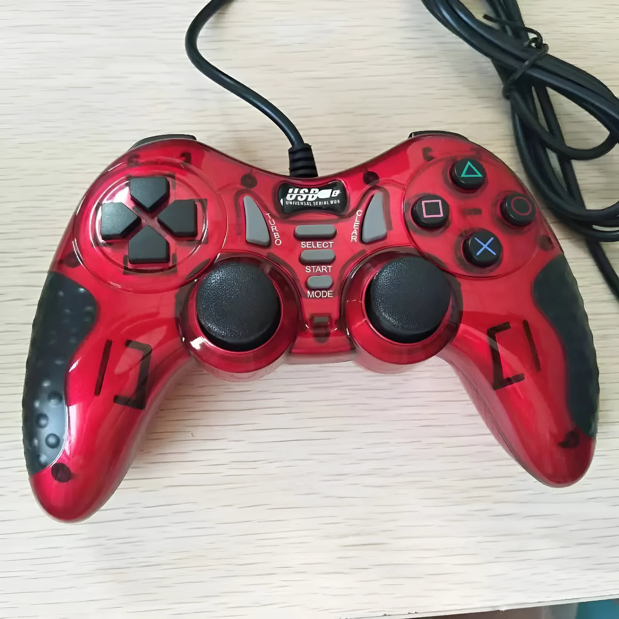 Red ABS plastic multifunctional USB gamepad controller for PC, Android, PS3, and XBOX360.