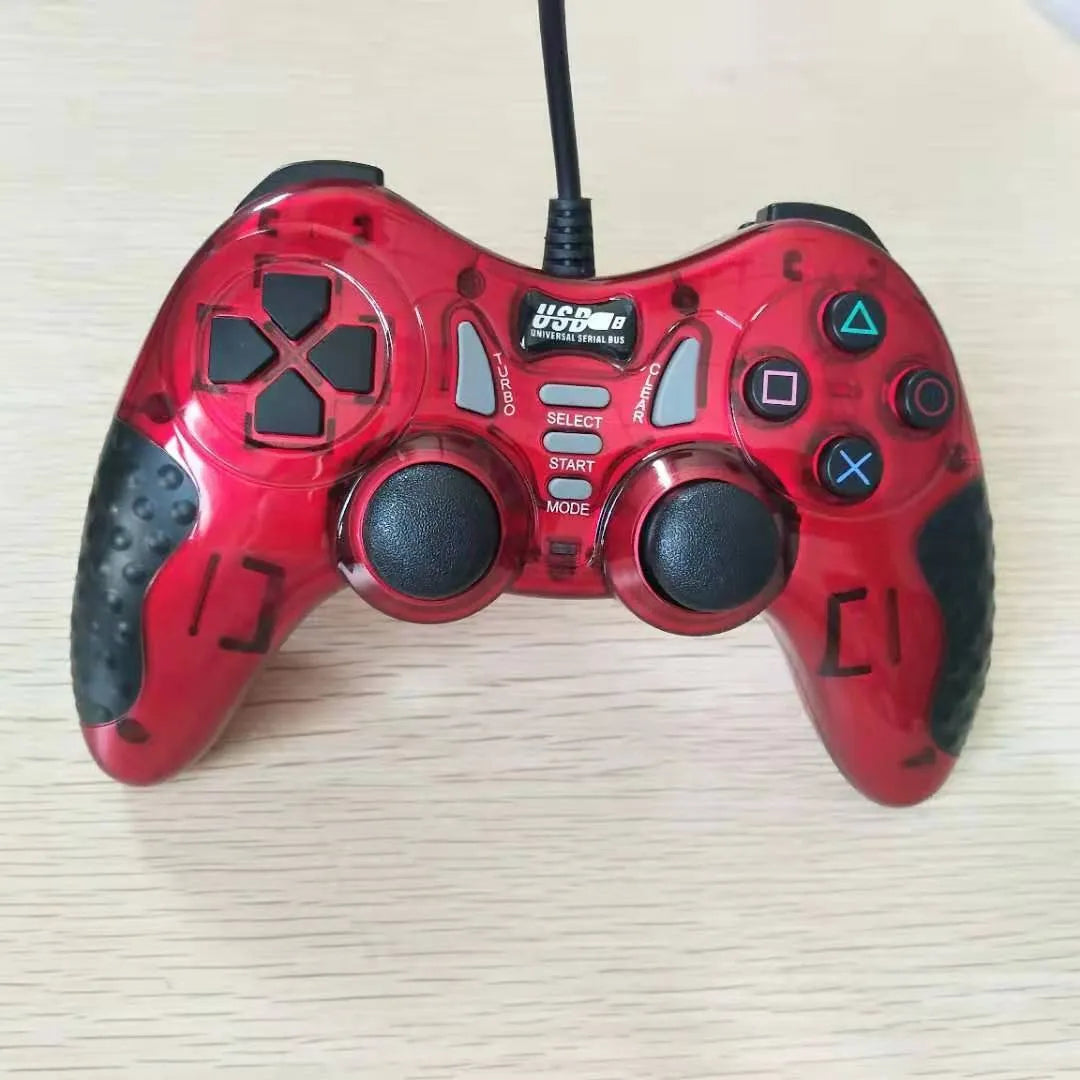 Red ABS plastic multifunctional USB gamepad controller for PC, Android, PS3, and XBOX360.
