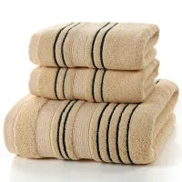 Pure cotton bath towel set with one large bath towel and two hand towels in neutral colour options
