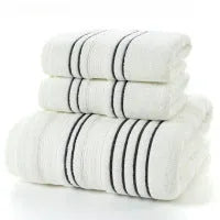Pure cotton bath towel set with one large bath towel and two hand towels in neutral colour options