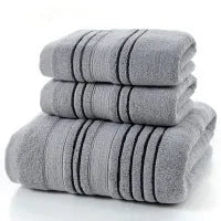 Pure cotton bath towel set with one large bath towel and two hand towels in neutral colour options
