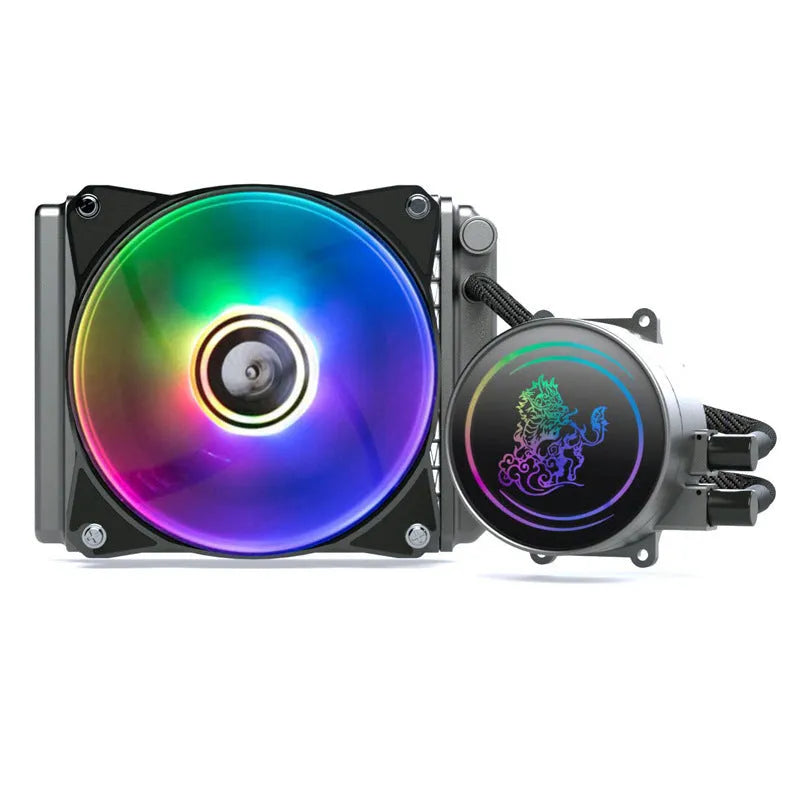 Kirin 240mm copper-aluminium CPU water cooling radiator with two ARGB fans attached.