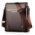 Black PU leather men's casual shoulder bag with a single strap and zipper, shown in a square vertical shape.