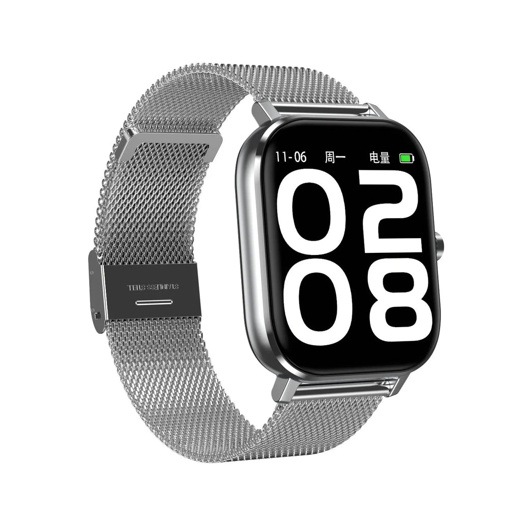Smart health bracelet with ECG monitoring on a wrist, showing a 1.54-inch touchscreen display.