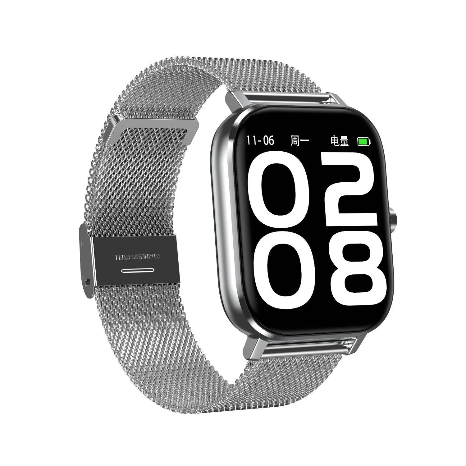 Smart health bracelet with ECG monitoring on a wrist, showing a 1.54-inch touchscreen display.