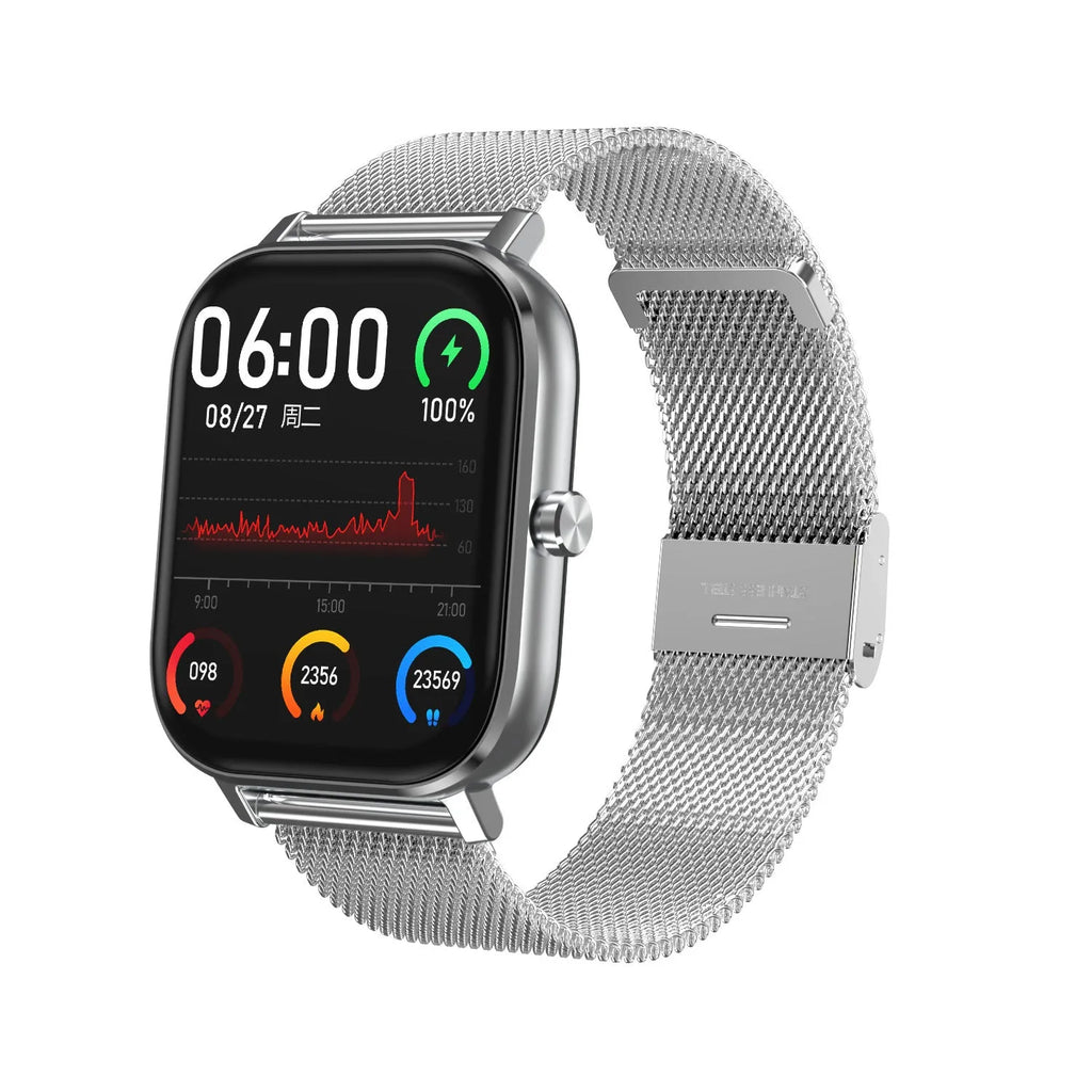 Smart health bracelet with ECG monitoring on a wrist, showing a 1.54-inch touchscreen display.