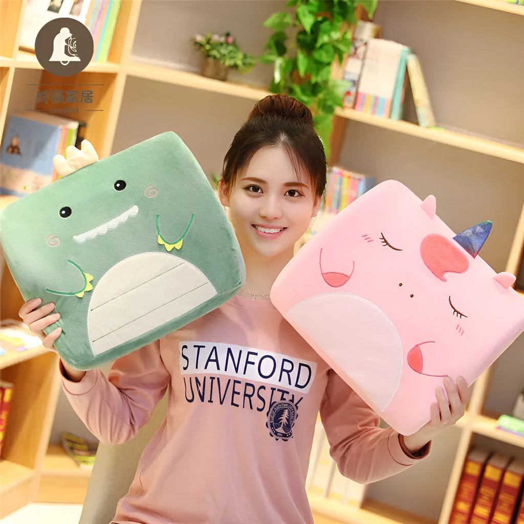 Cartoon embroidered memory foam seat cushion with removable core on an office chair