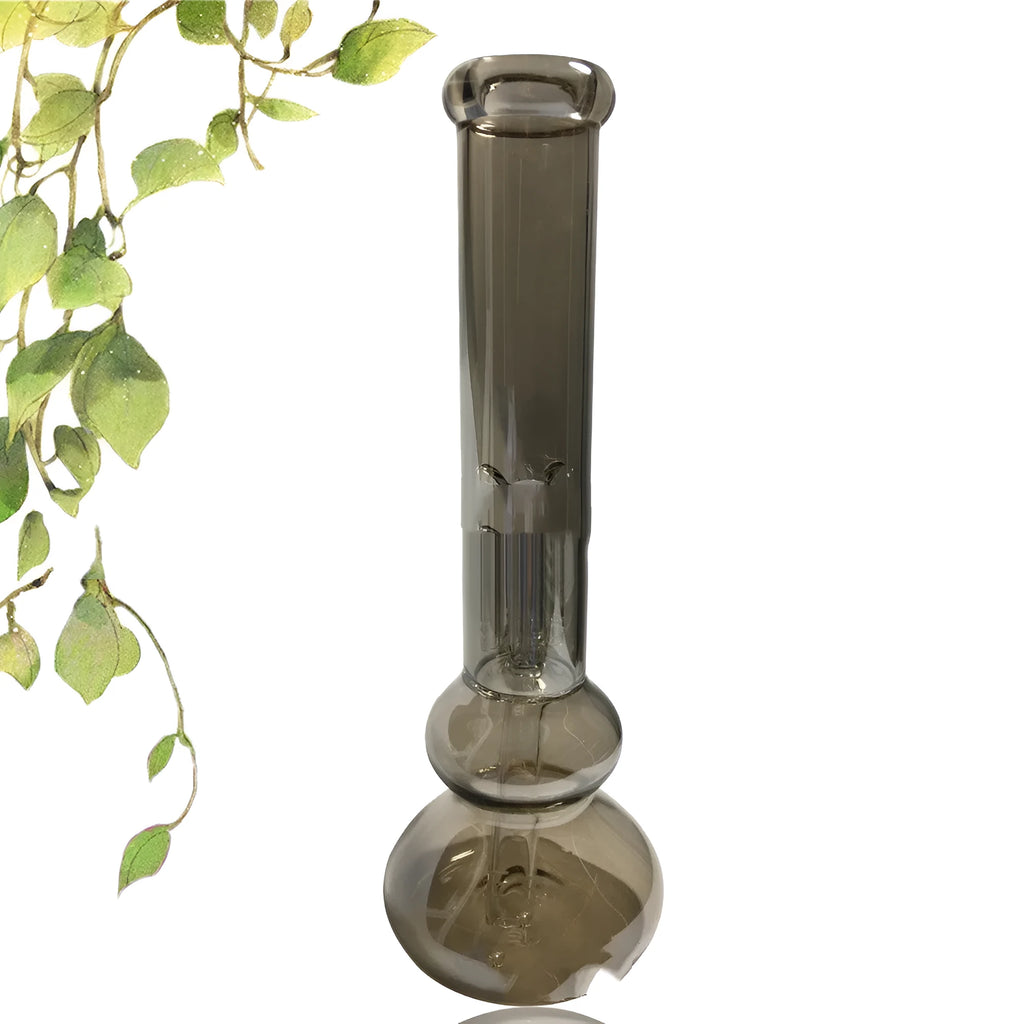 Clear glass sitting vase with pure colour geometric decoration and included ornaments