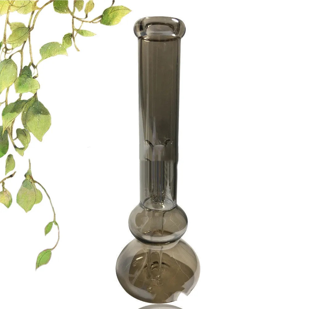 Clear glass sitting vase with pure colour geometric decoration and included ornaments