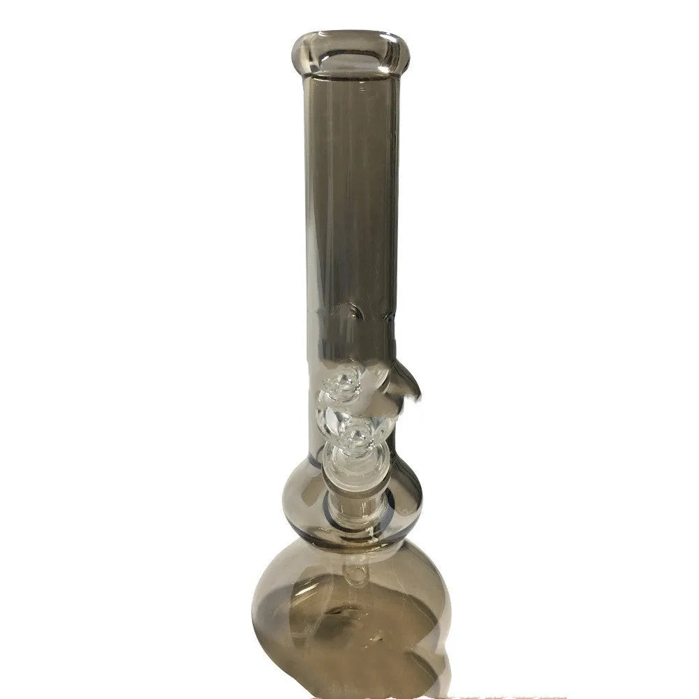 Clear glass sitting vase with pure colour geometric decoration and included ornaments