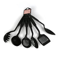 Black rubber shovel spoon kitchen utensil set for non-stick pans.