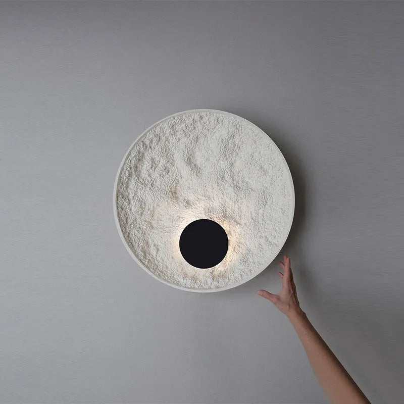 White modern iron wall lamp shown in 300mm and 500mm size options for bedside use.