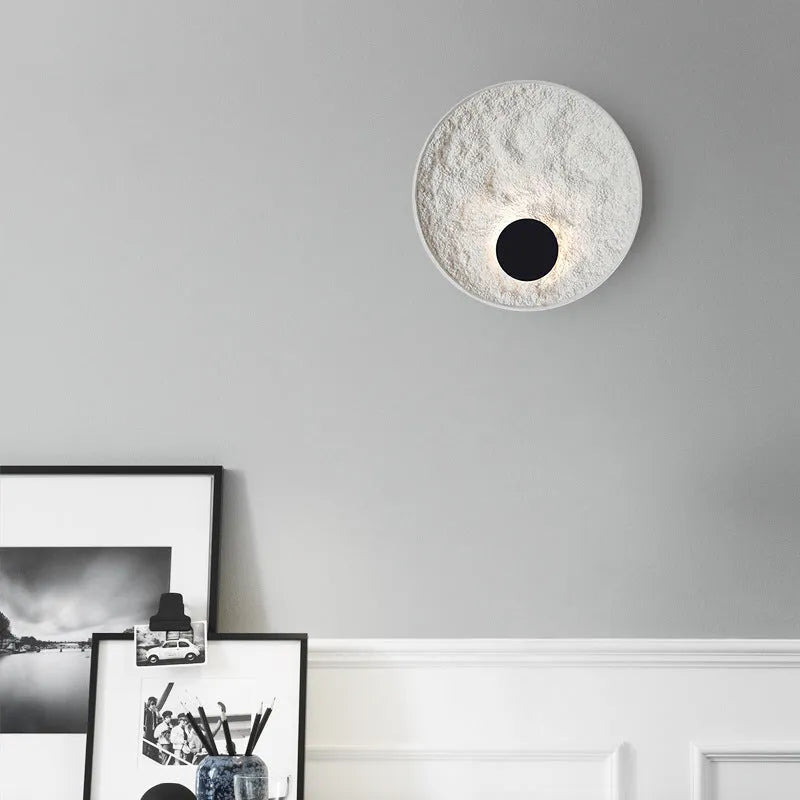 White modern iron wall lamp shown in 300mm and 500mm size options for bedside use.