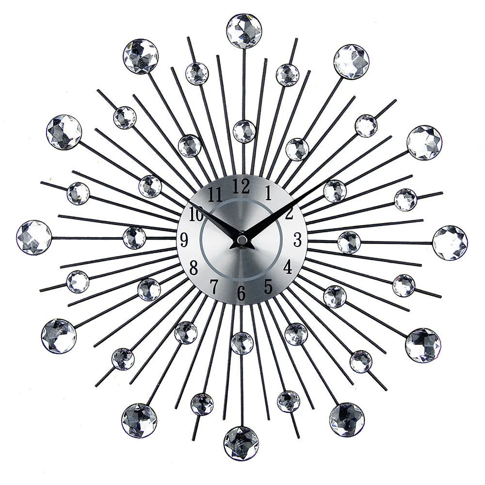 33cm round silver metal wall clock with aluminium dial and pointer display