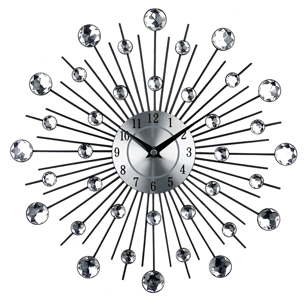 33cm round silver metal wall clock with aluminium dial and pointer display