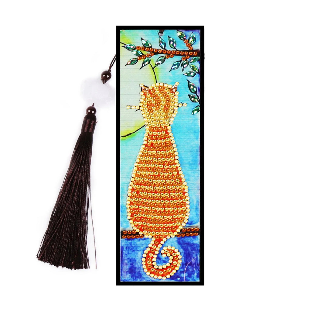 Diamond painting bookmark DIY kit with 5D crystal diamonds on PVC base showing mandala pattern