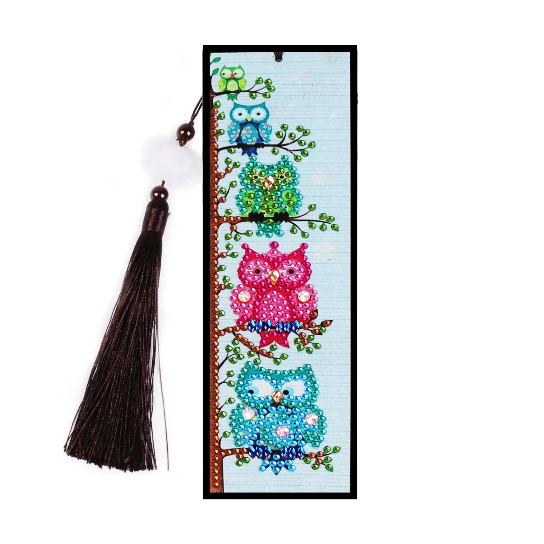 Diamond painting bookmark DIY kit with 5D crystal diamonds on PVC base showing mandala pattern