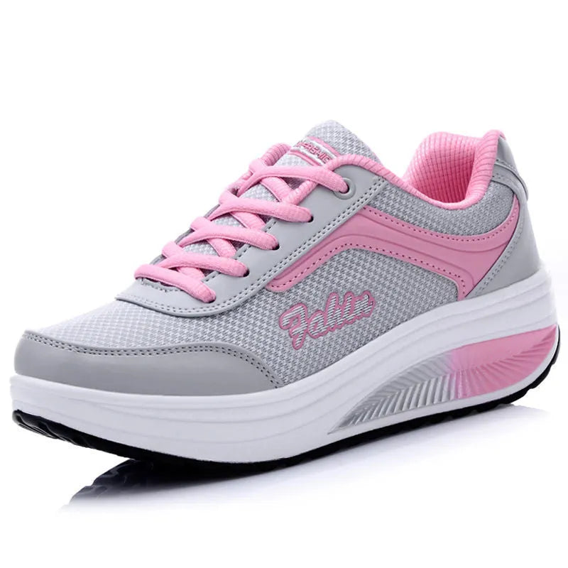 Women's heelless sports shoes with patterned upper and flat sole design in multiple colour options