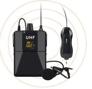 Little Bee X3 black wireless lavalier microphone clipped to clothing