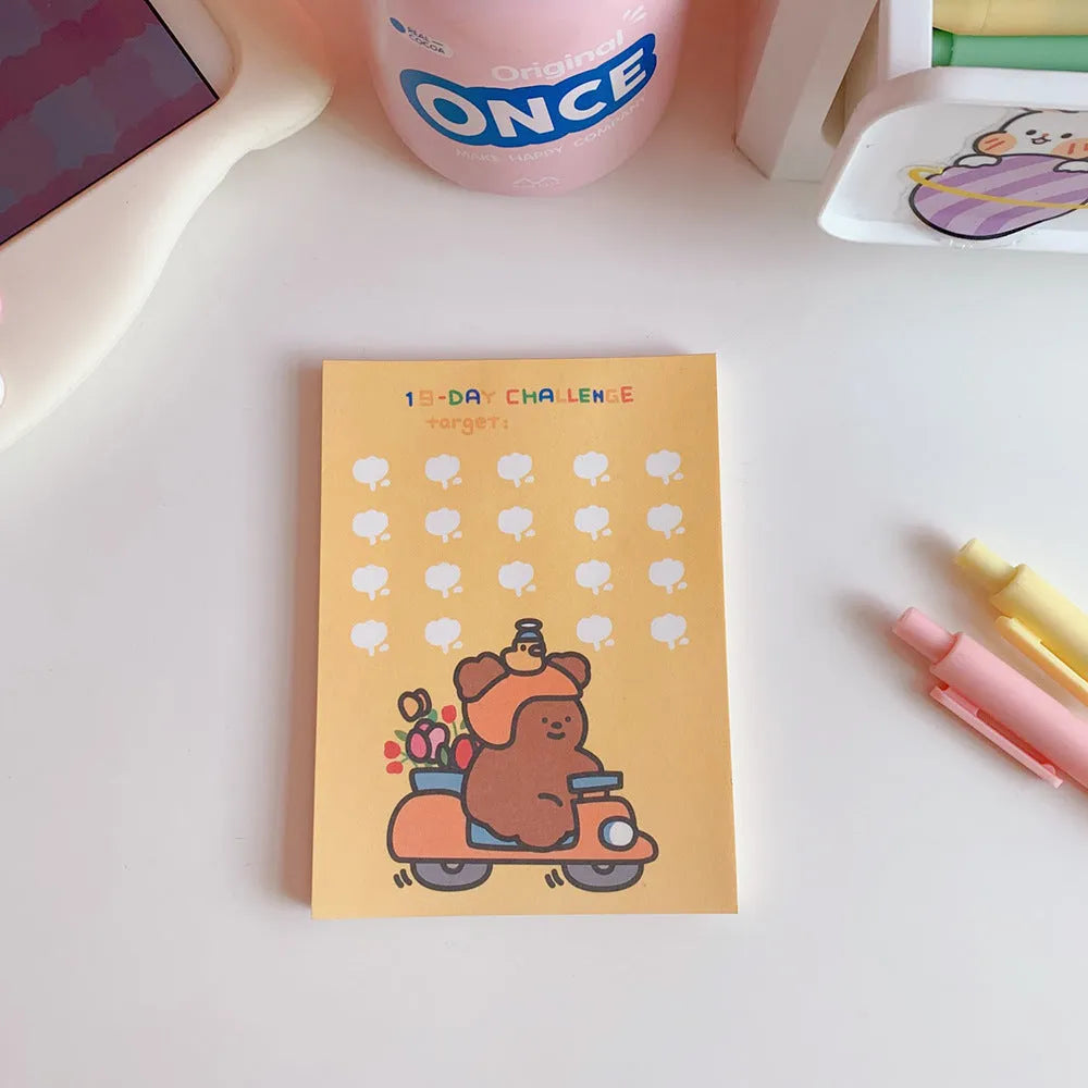 Kawaii cartoon bear memo pads and note paper in various colourful designs