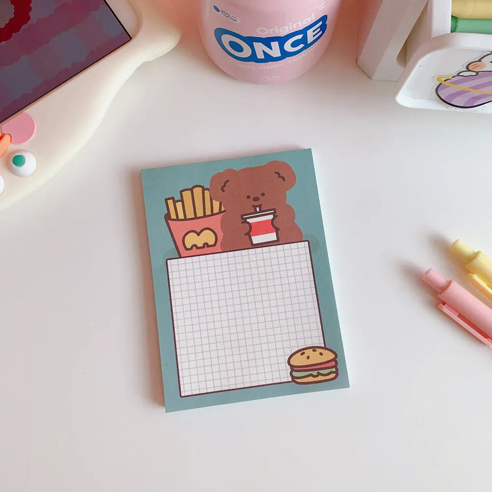 Kawaii cartoon bear memo pads and note paper in various colourful designs
