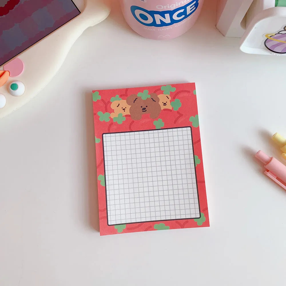 Kawaii cartoon bear memo pads and note paper in various colourful designs