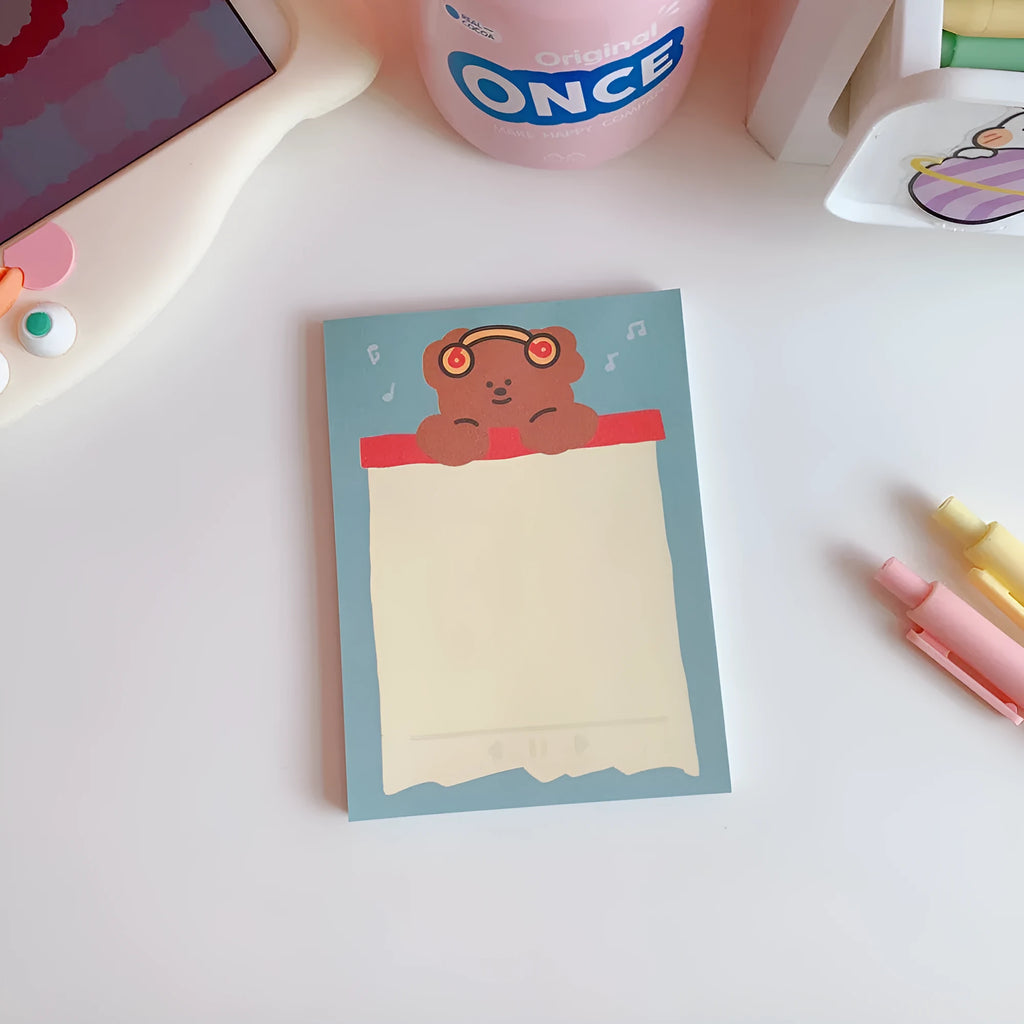 Kawaii cartoon bear memo pads and note paper in various colourful designs
